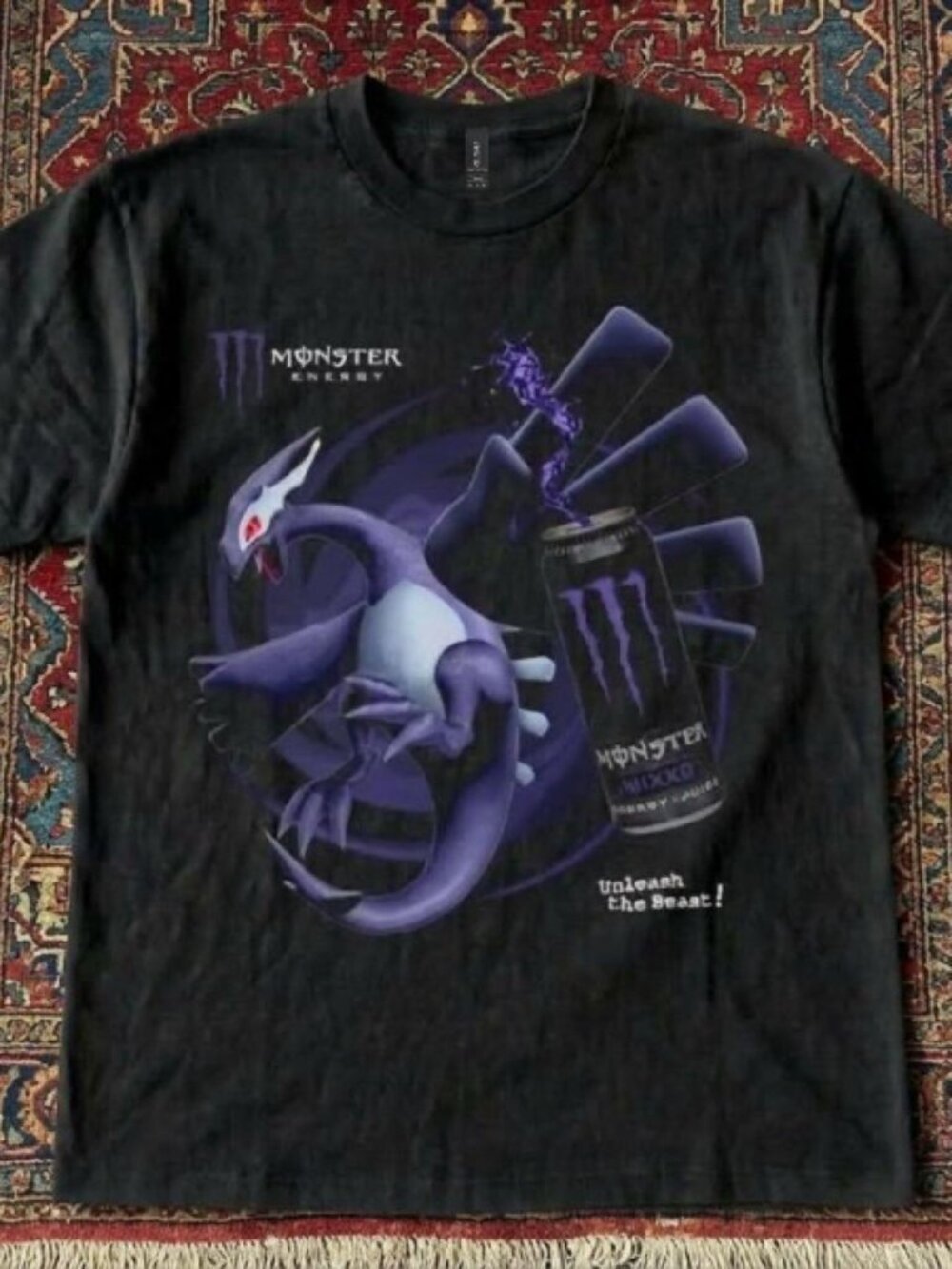 Gildan Black Shadow Lugia Monster Energy Graphic T-Shirt